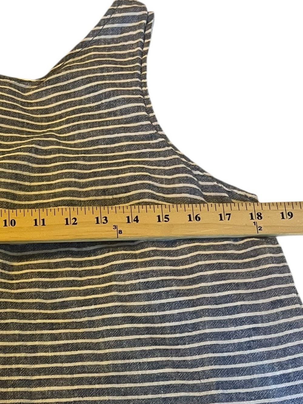 Coastal Grandma Linen Blend Striped Tunic Dress Beach Cover Nautical Beach L - Picture 4 of 5